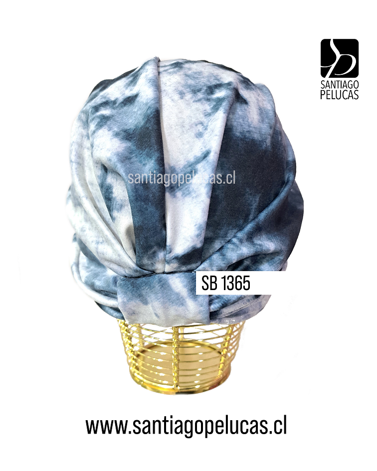 SB 1365 TURBANTE JAZMIN PIEL DURAZNO AHUMADO AZUL ACERO GRIS