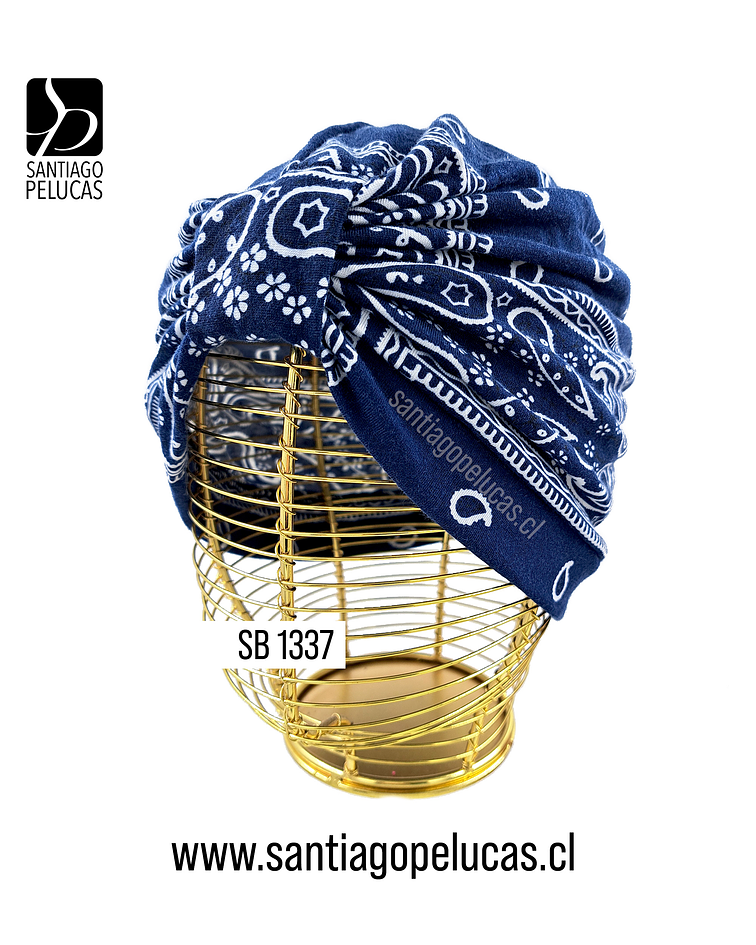 SB 1337 TURBANTE DAISY MANDALA AZUL OSCURO