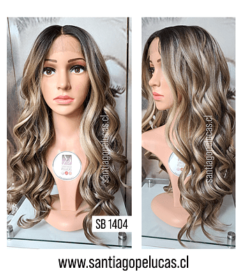 SB 1404 LACE FRONT LARGA CON ONDAS BALAYAGE RUBIO MATIZADO