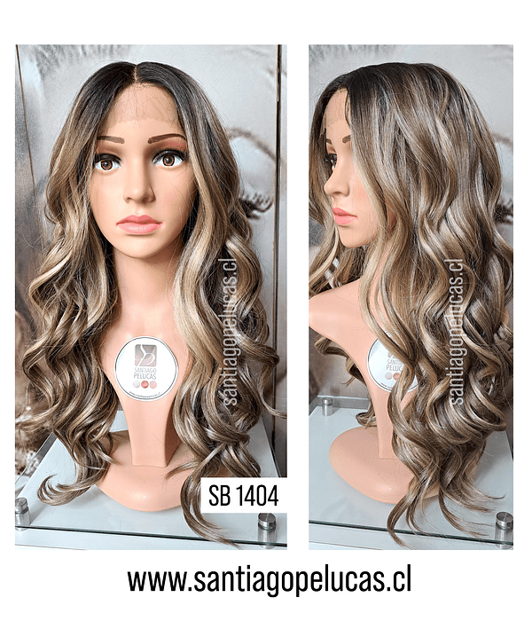 SB 1404 LACE FRONT LARGA CON ONDAS BALAYAGE RUBIO MATIZADO