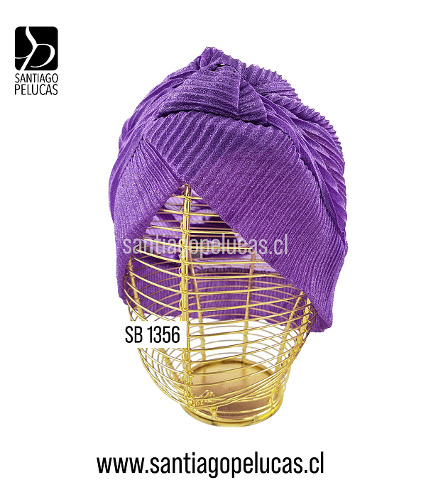 SB 1356 TURBANTE GASA ELASTICADA ESCARCHADA LILA