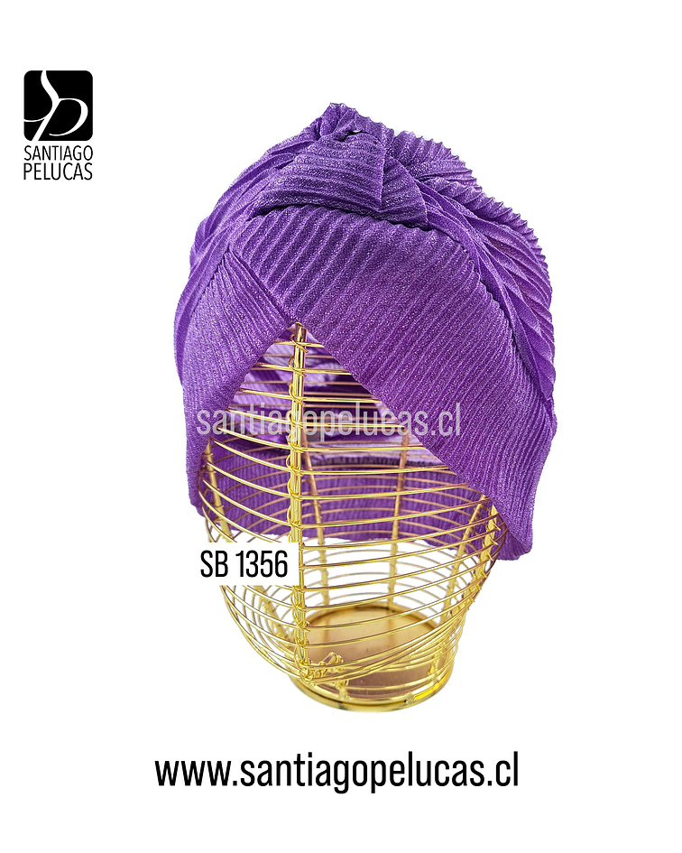 SB 1356 TURBANTE GASA ELASTICADA ESCARCHADA LILA