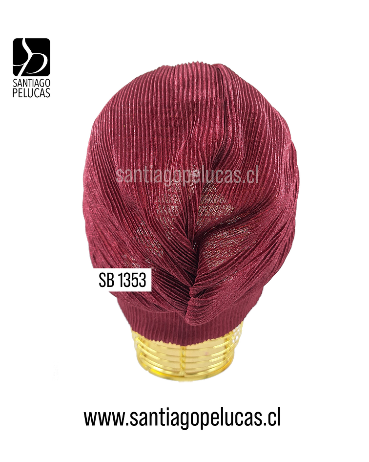 SB 1353 TURBANTE GASA ELASTICADA ESCARCHADA BURDEO