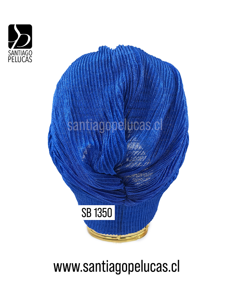 SB 1350 TURBANTE GASA ELASTICADA ESCARCHADA AZUL REY