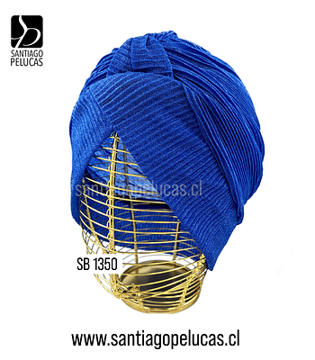 SB 1350 TURBANTE GASA ELASTICADA ESCARCHADA AZUL REY