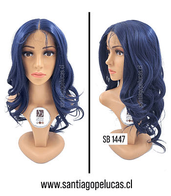 SB 1447 LACE FRONT LARGA ESCALONADA ONDAS MORADO AZULADO METALIZADO