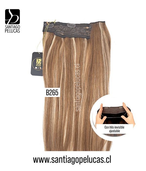 B265 CORTINA LISA 90% NATURAL HILO INVISIBLE RUBIO CON MECHAS