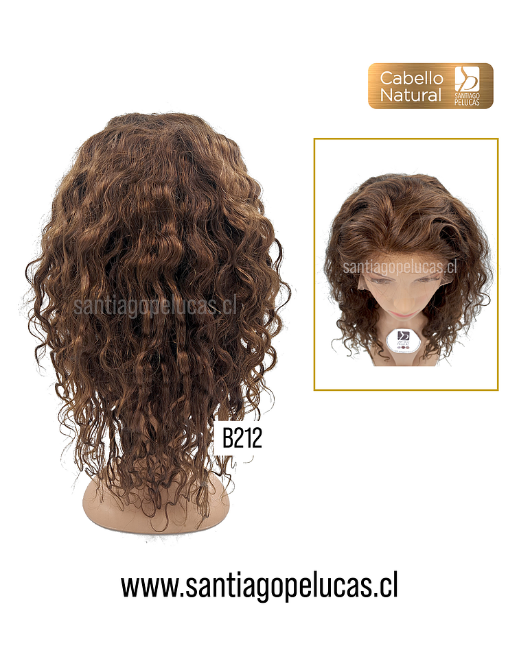 B212 LACE FRONTAL LARGA SEMI CRESPA CASTAÑO CLARO MATIZADO