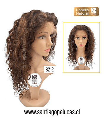 B212 LACE FRONTAL LARGA SEMI CRESPA CASTAÑO CLARO MATIZADO