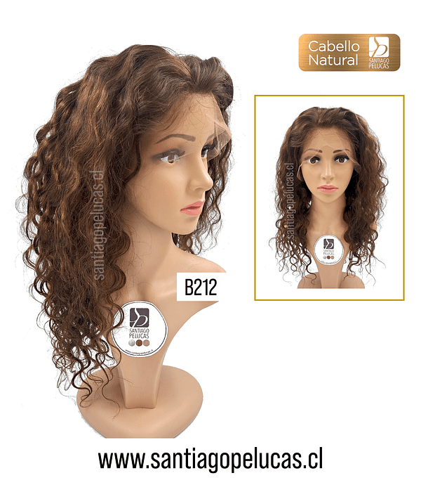 B212 LACE FRONTAL LARGA SEMI CRESPA CASTAÑO CLARO MATIZADO