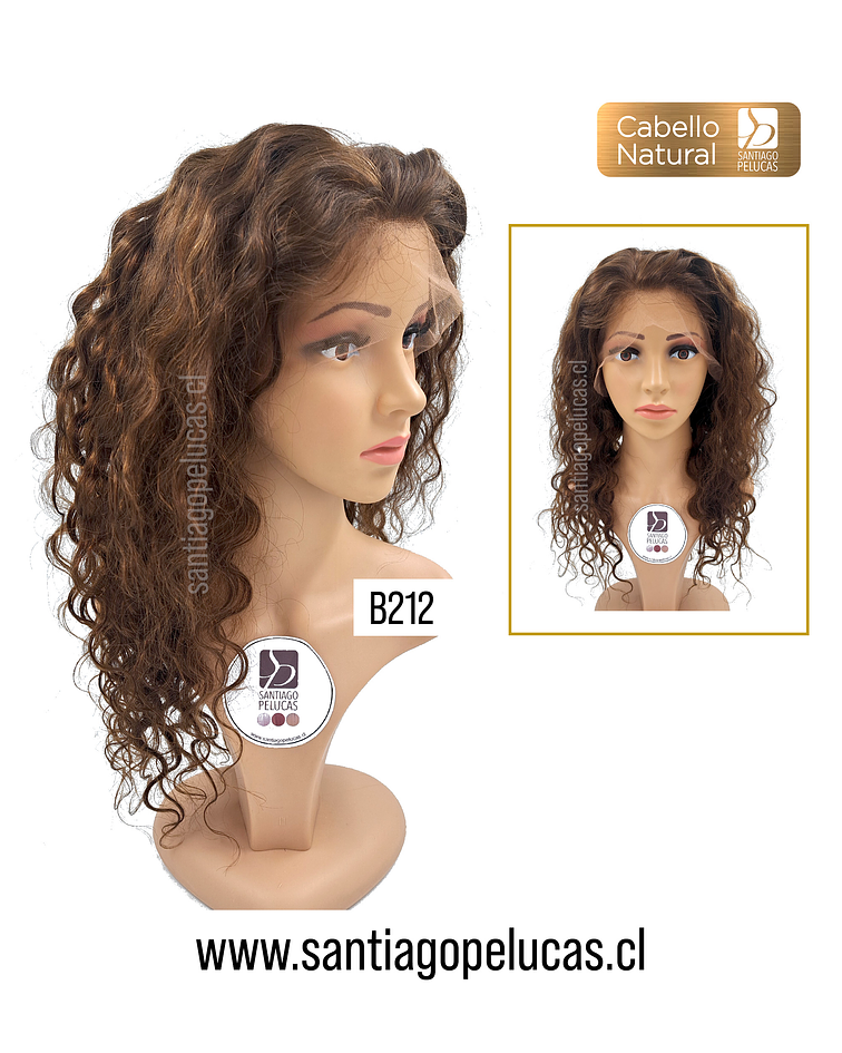 B212 LACE FRONTAL LARGA SEMI CRESPA CASTAÑO CLARO MATIZADO