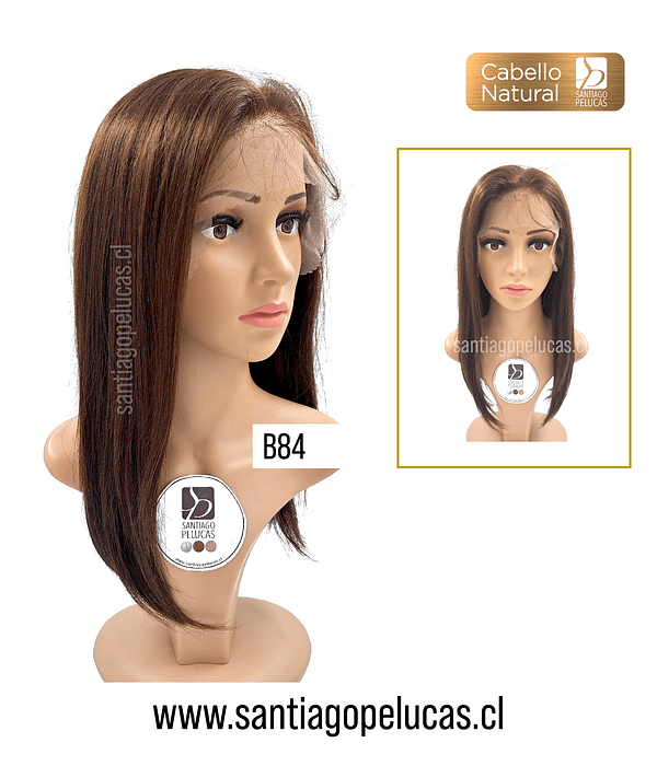 B84 NATURAL LACE FRONTAL MELENA LARGA LISA CASTAÑO CLARO