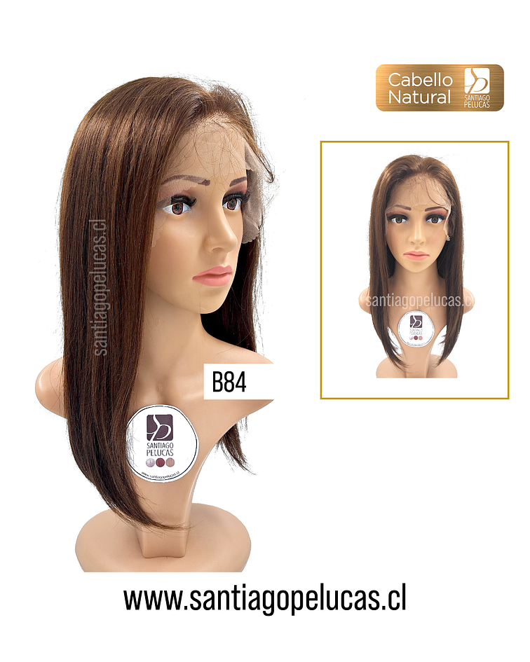 B84 NATURAL LACE FRONTAL MELENA LARGA LISA CASTAÑO CLARO