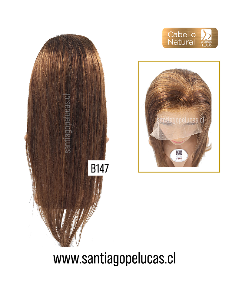 B147 NATURAL LACE FRONTAL LARGA LISA CHOCOLATE VISADA