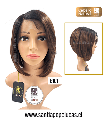 B101 LACE FRONT MELENA LISA BOB CASTAÑO MATIZADO CON CRECIMIENTO