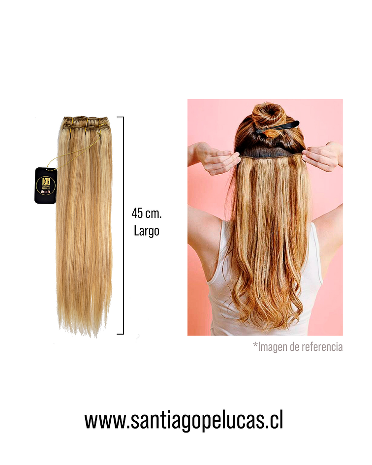 B69 PACK CORTINAS LISA 90% NATURAL RUBIO EXTRA CLARO CON MECHAS (9 Piezas)