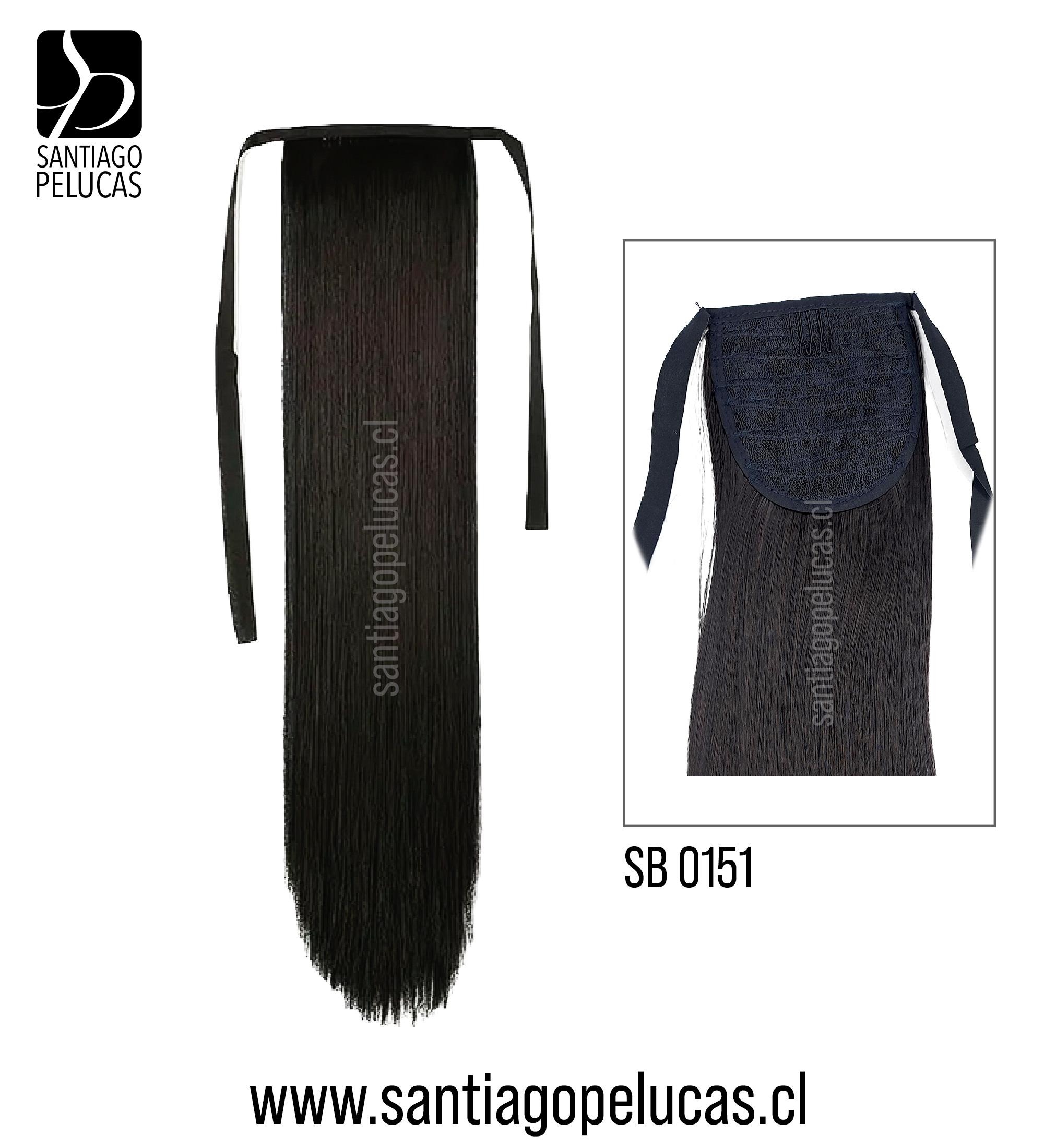 SB0151 POSTIZO DE COLA CON CINTA LISO NEGRO