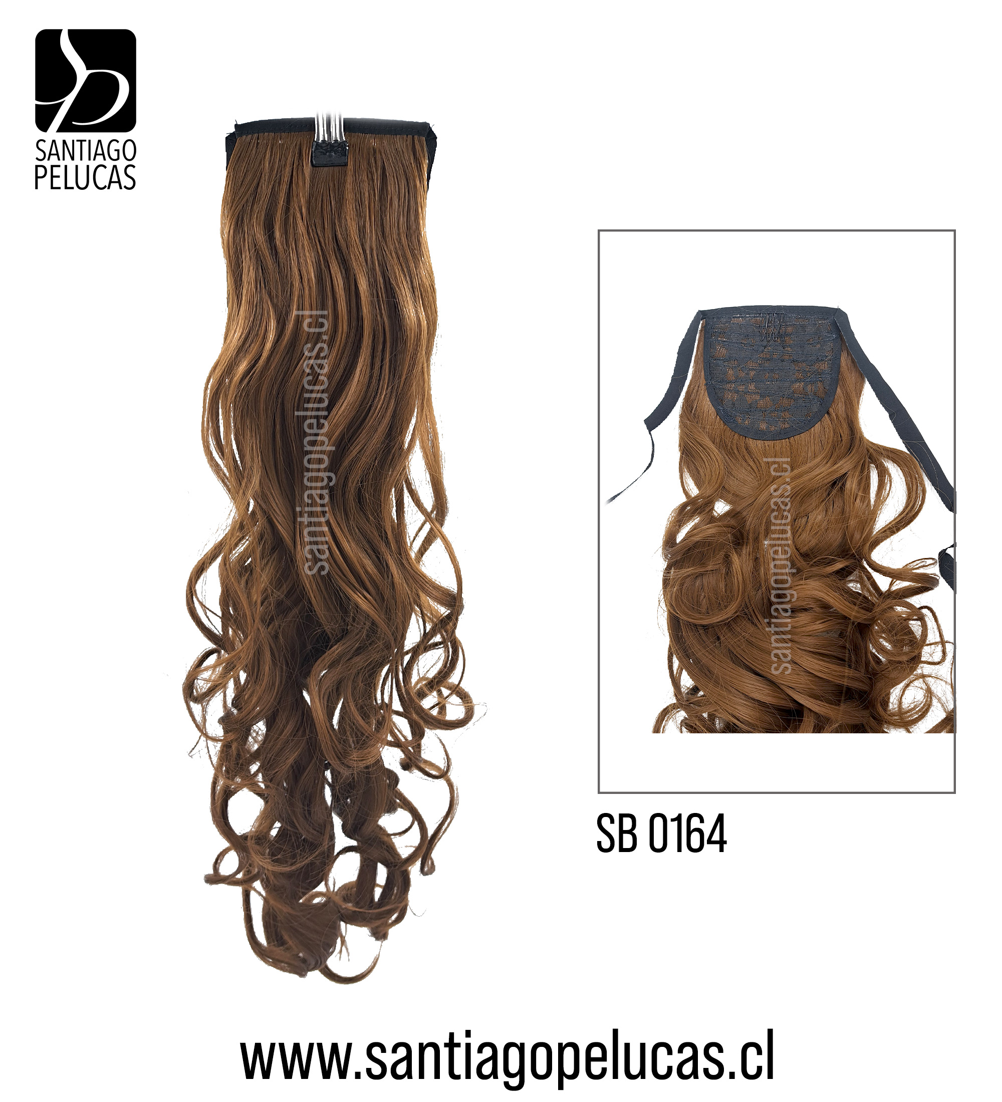 SB0164 POSTIZO DE COLA CON CINTA ONDULADO MIEL