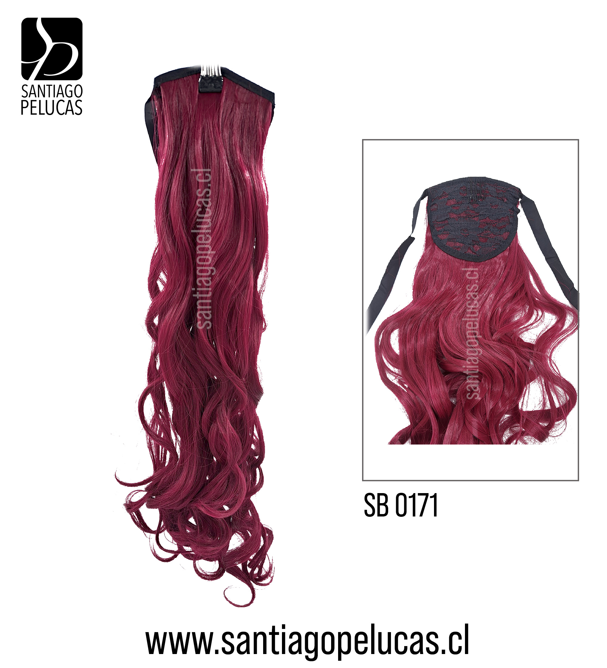 SB 0171 POSTIZO DE COLA CON CINTA ONDULADO FUCSIA