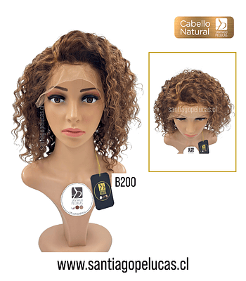 B200 LACE FRONTAL MELENA LARGA CRESPA RUBIO OSCURO CON REFLEJOS