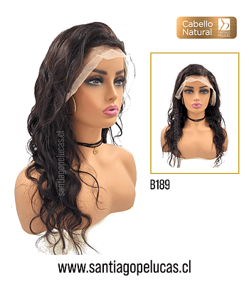 B189 LACE FRONTAL LARGA ONDAS CASTAÑO OSCURO