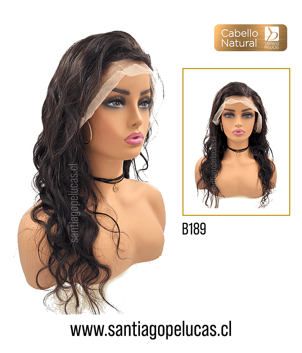 B189 LACE FRONTAL LARGA ONDAS CASTAÑO OSCURO