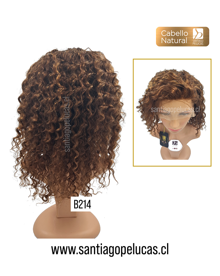 B214 LACE FRONTAL MELENA LARGA CRESPA RUBIO MEDIO CON REFLEJOS