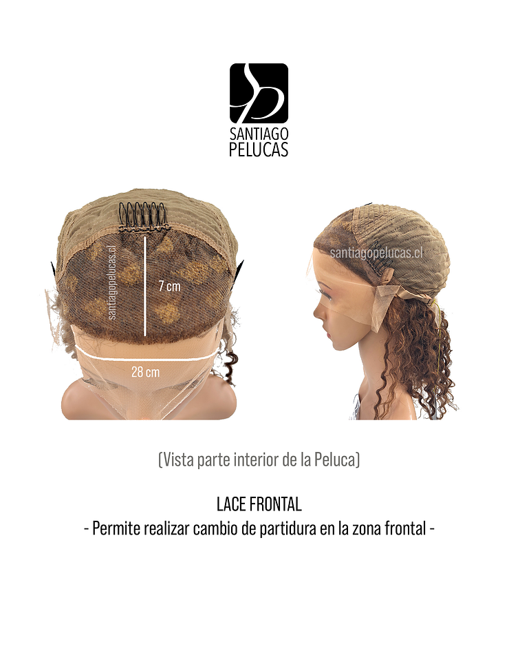 B214 LACE FRONTAL MELENA LARGA CRESPA RUBIO MEDIO CON REFLEJOS