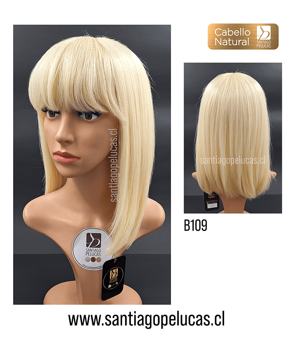 B109 NATURAL BOB LARGO CON FLEQUILLO LISA RUBIO PLATINADO