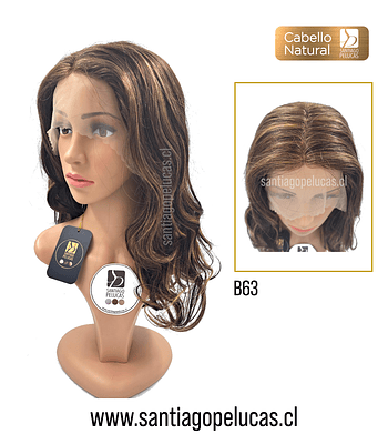 B63 LACE FRONT LARGA ONDAS CASTAÑO CLARO CON MECHAS