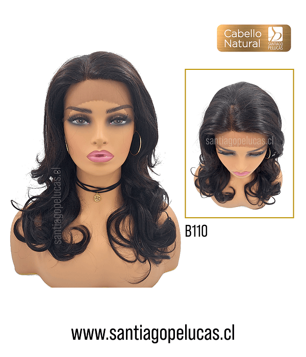 B110 LACE FRONTAL LARGA ONDAS CASTAÑO OSCURO