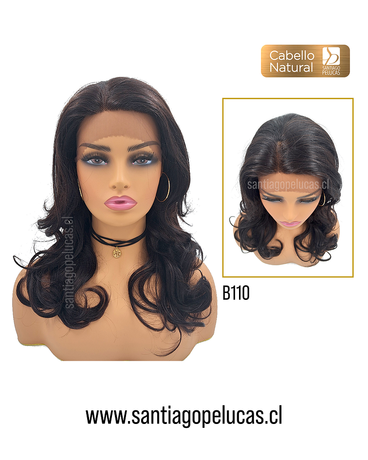 B110 LACE FRONTAL LARGA ONDAS CASTAÑO OSCURO