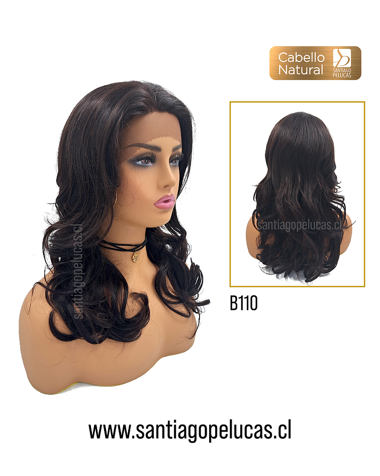 B110 LACE FRONTAL LARGA ONDAS CASTAÑO OSCURO