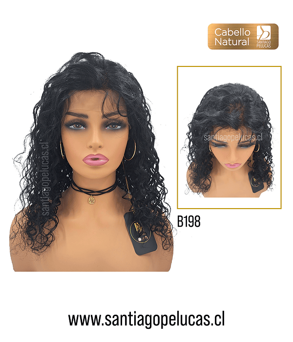 B198 NATURAL LACE FRONTAL LARGA CRESPA NEGRO