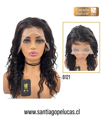 B121 NATURAL LACE FRONTAL LARGA SEMI CRESPA CASTAÑO OSCURO