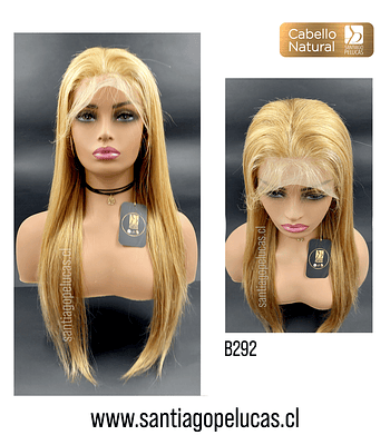 B292 NATURAL LACE FRONTAL LARGA LISA RUBIO CLARO DORADO