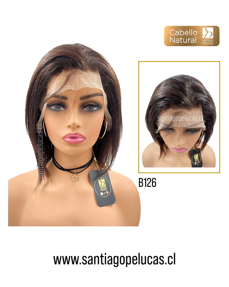 B126 NATURAL LACE FRONTAL MELENA LISA CASTAÑO OSCURO