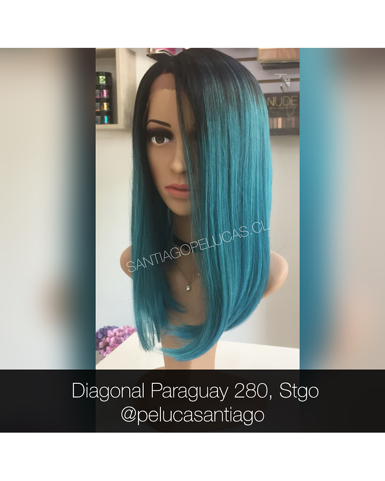 SB 0136 LACE FRONT BOB BALAYAGE TURQUESA