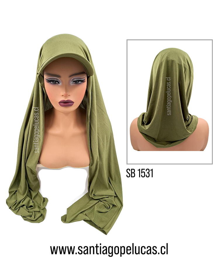 SB 1531 TURBANTE JOCKEY CON PAÑUELO VERDE