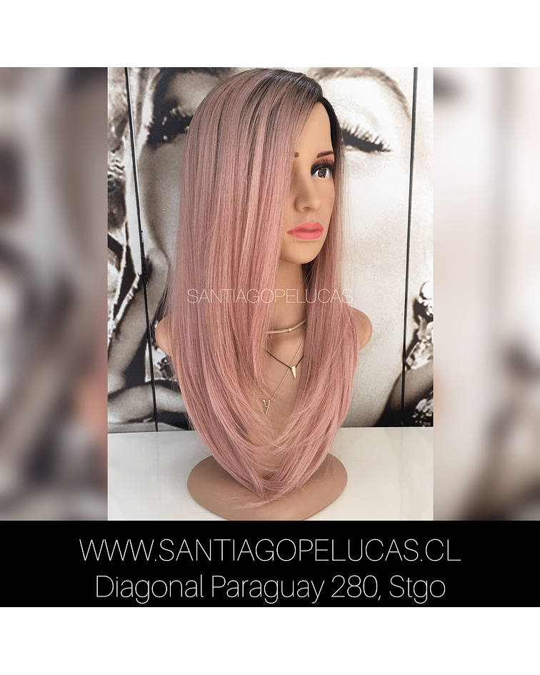 SB 0227 LARGA LISA LACE PARTIDURA ESCALONADA BALAYAGE ROSA 