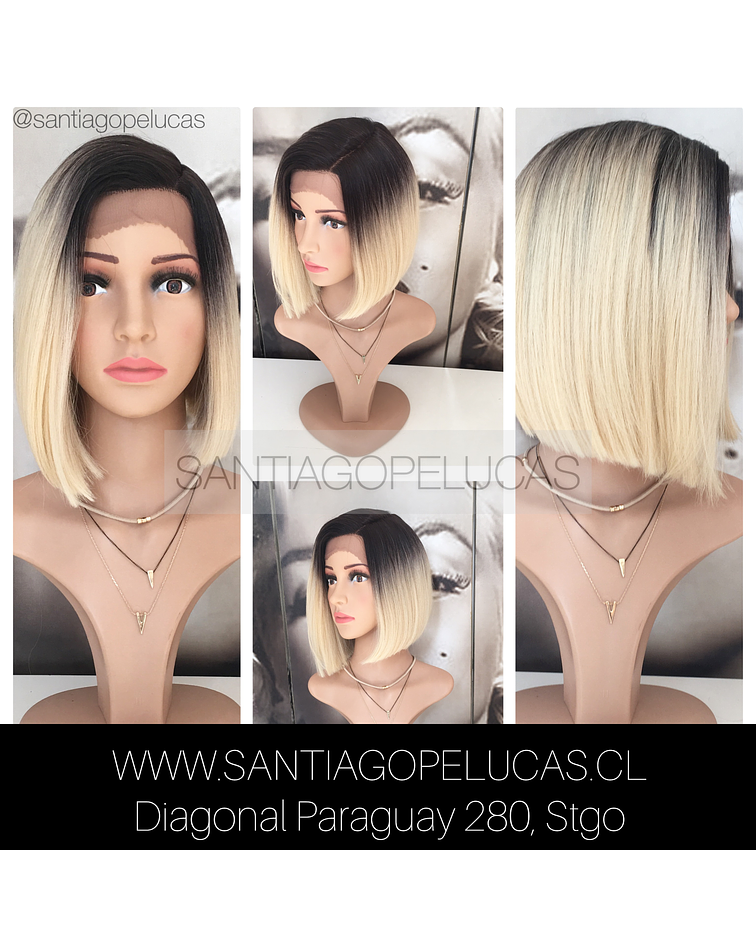 SB 0009 LACE FRONT BOB  BALAYAGE RUBIO EXTRA CLARO