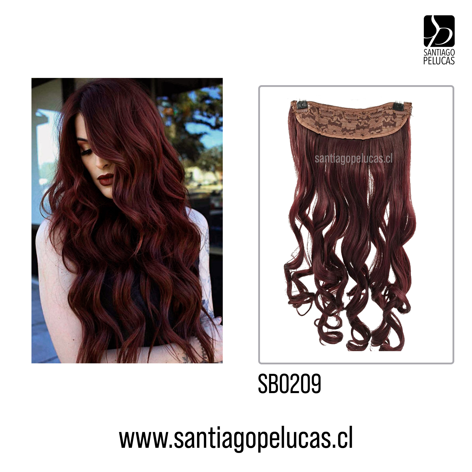 SB0209 CORTINA ONDULADA ROJO OSCURO