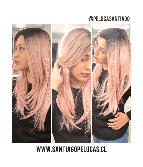 SB 0227 LARGA LISA LACE PARTIDURA ESCALONADA BALAYAGE ROSA 