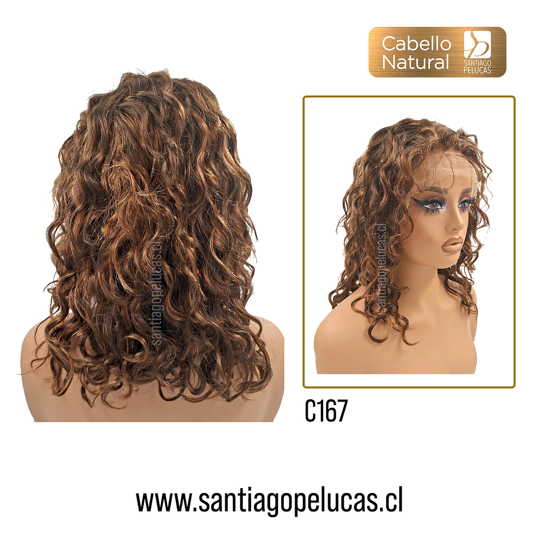 C167 LACE FRONTAL MELENA CRESPA CHOCOLATE MATIZADO 2