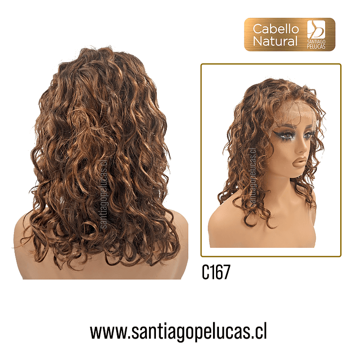 C167 LACE FRONTAL MELENA CRESPA CHOCOLATE MATIZADO 2