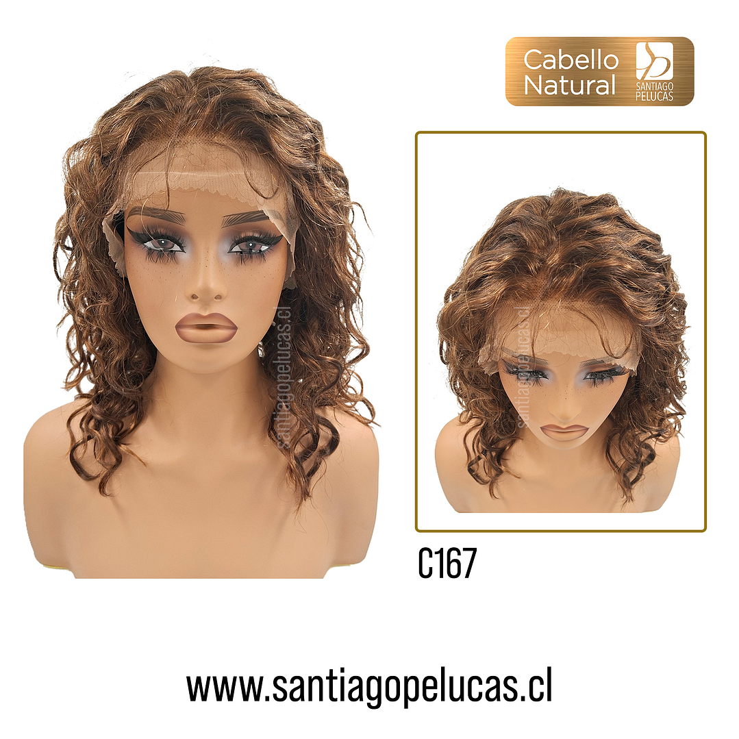 C167 LACE FRONTAL MELENA CRESPA CHOCOLATE MATIZADO 1
