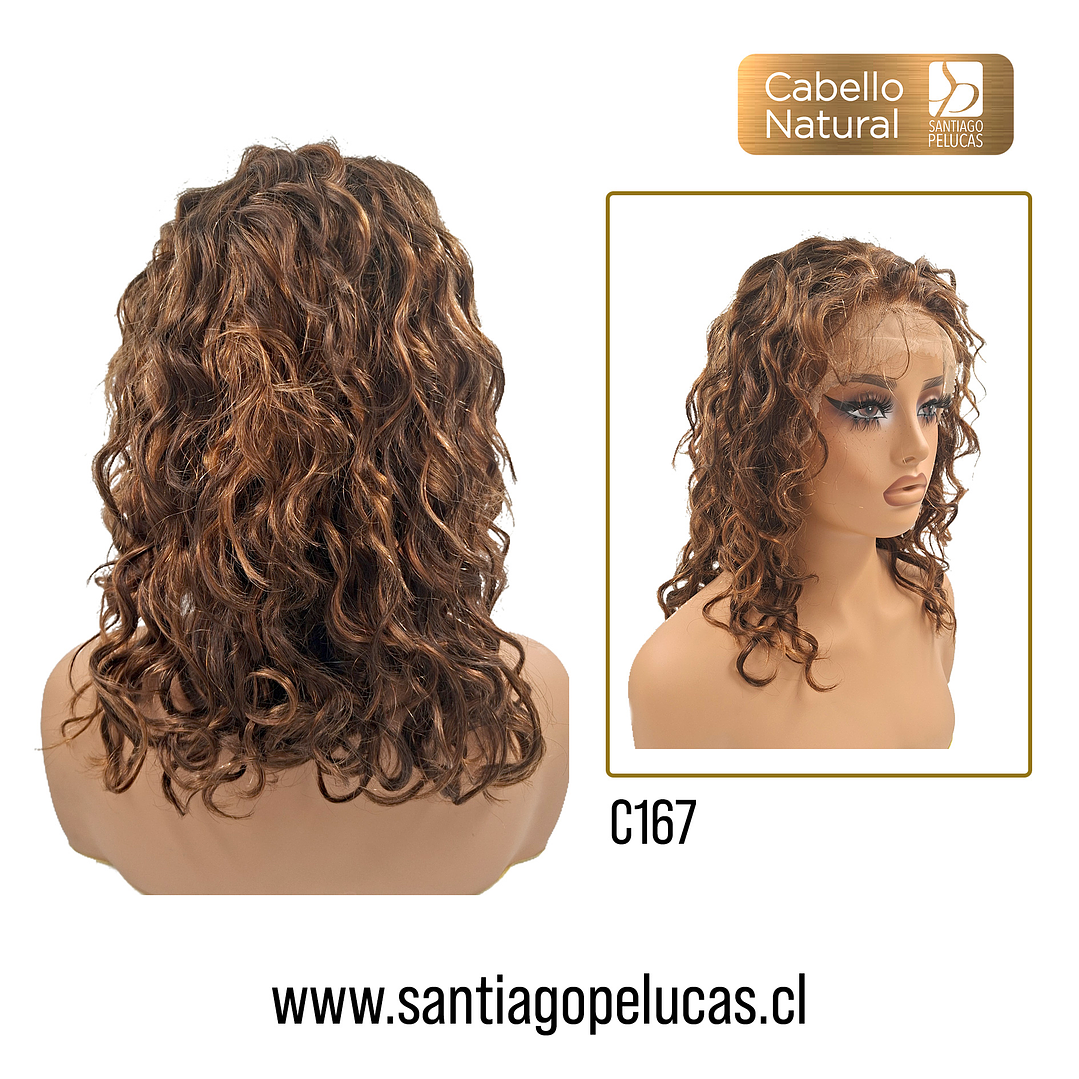 C167 LACE FRONTAL MELENA CRESPA CHOCOLATE MATIZADO 2