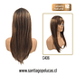 C406 PELUCA LARGA LISA ESCALONADA CON FLEQUILLO CASTAÑO CON MECHAS - Miniatura 2