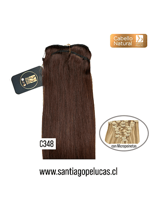 C348 PACK CORTINAS CABELLO LISO NATURAL CASTAÑO (9 Piezas)
