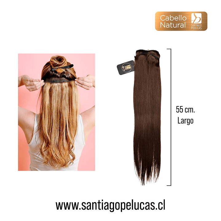 C348 PACK CORTINAS CABELLO LISO NATURAL CASTAÑO (9 Piezas) 2